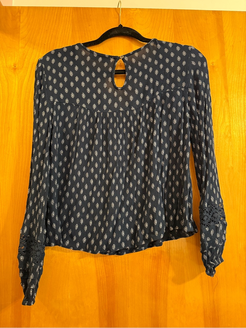 Hollister Navy Long-Sleeve Printed Boho Top - Picture 2 of 3